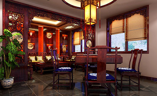 鹤山古典中式风格茶楼包间设计装修效果图